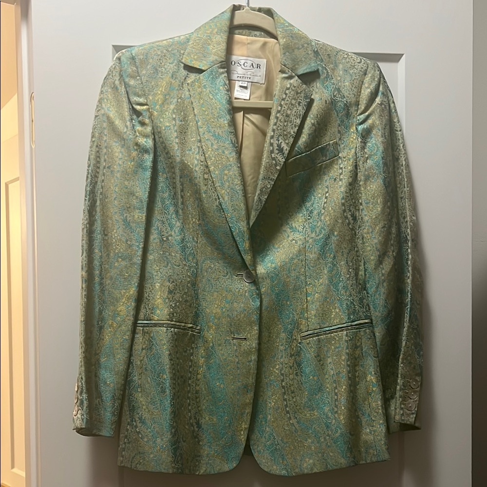 Oscar de la Renta Blue/Gold Paisley Women's Blazer
